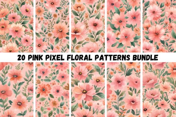 20 Pink Pixel Floral Patterns for Creative Projects