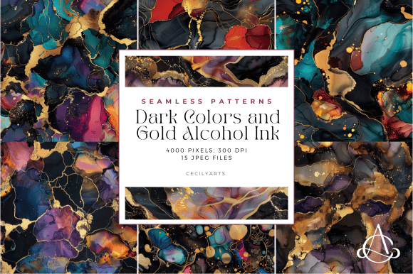 Dark Colors Gold Alcohol Ink Patterns: Elevating Your Digital Crafting Workflow