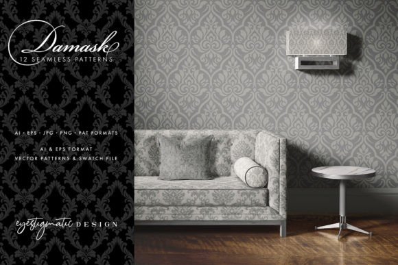 Exploring the Versatility of 12 Damask Patterns - Light Dark Gray in Modern Design