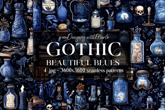 Gothic Wiccan Blue Seamless Patterns 4: Elevating Your Digital and Physical Crafts