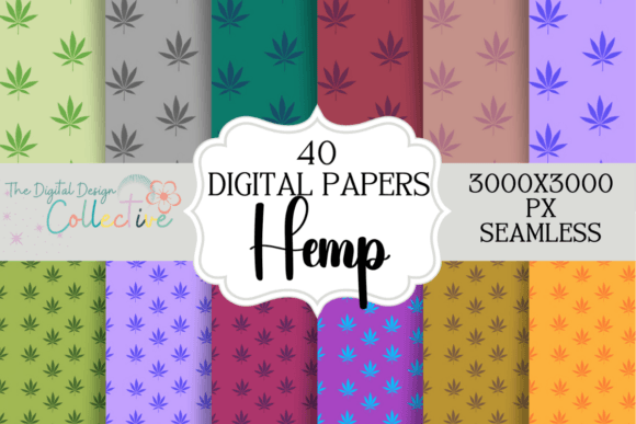 Hemp Leaves Seamless Patterns Bundle