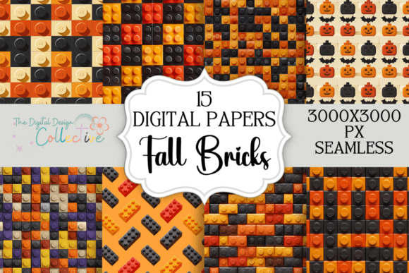 Seamless Fall Building Brick Patterns
