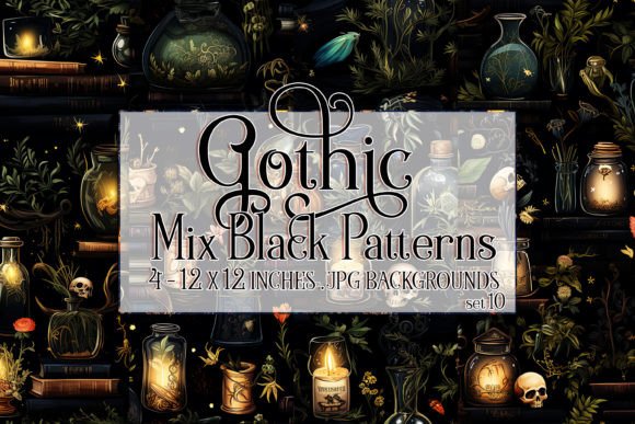Unlocking the Mystery: Gothic Wiccan Black Seamless Patterns 10 for Your Creative Projects