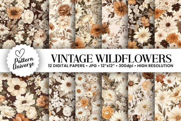 Vintage Wildflowers Seamless Patterns