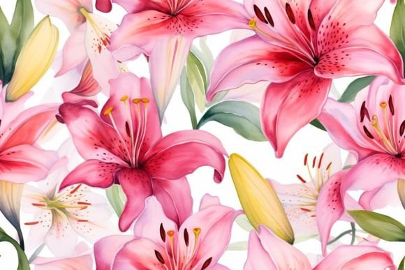 Watercolor Floral Pattern Lily Patterns
